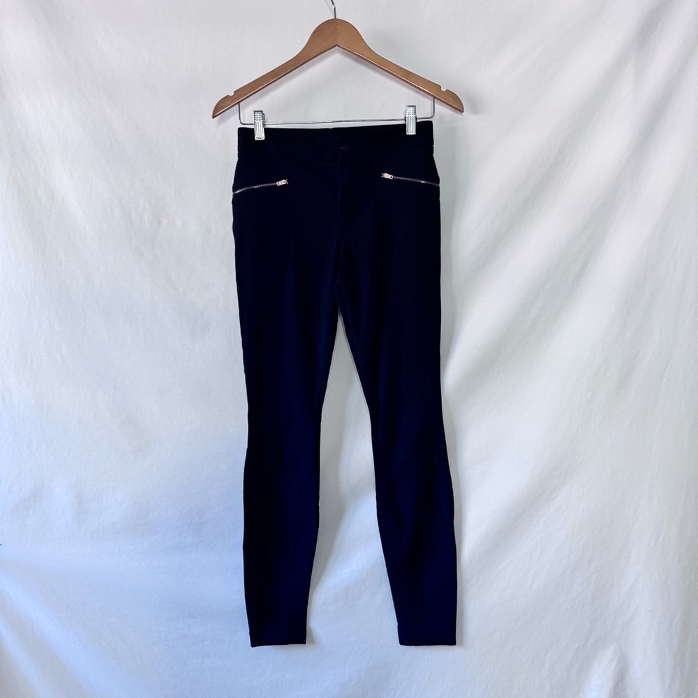 Athleta Navy Zip Pocket Travel Pants Size 0 Slim Leg Athleisure